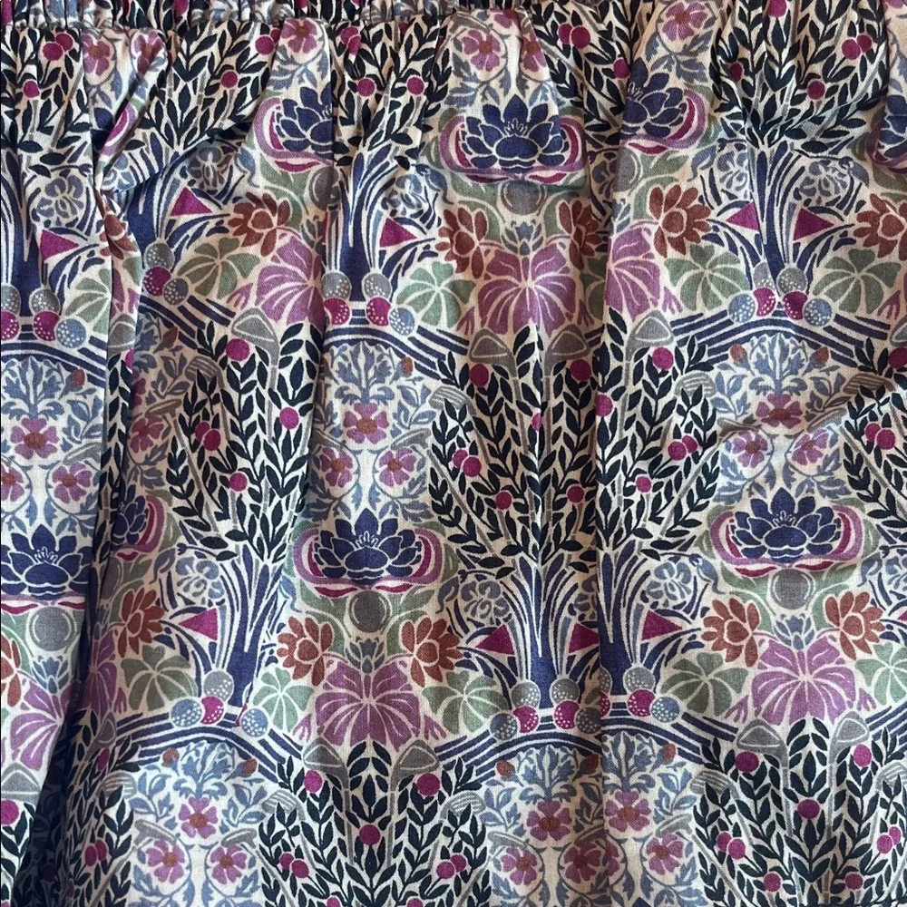 J. Crew Purple Floral Smocked Puff Sleeve Top